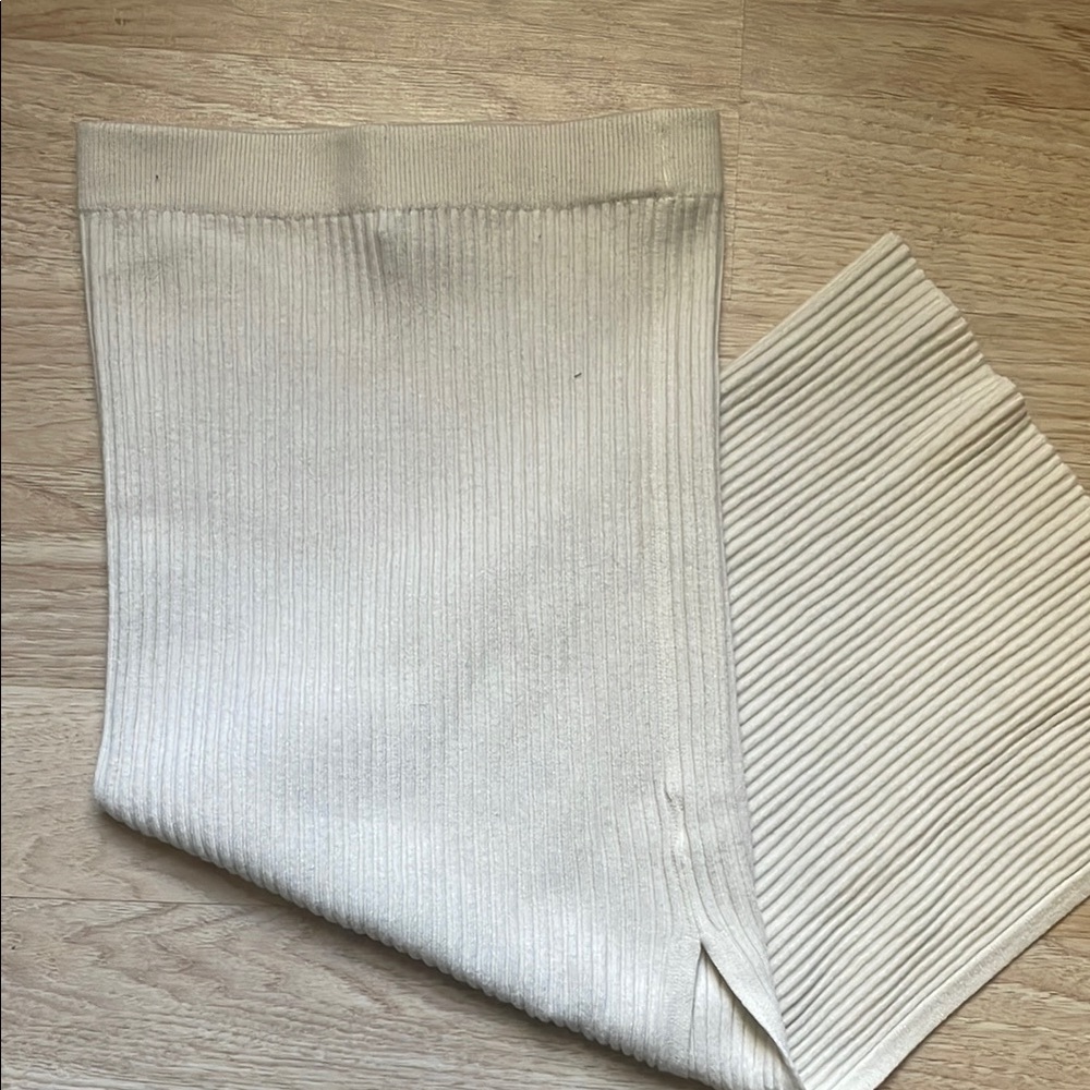 Princess Polly Cream Ribbed Knit Skirt